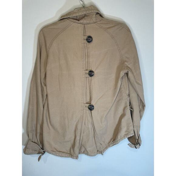 FREE PEOPLE Canvas Boho Car Jacket Coat Tan Brown Beige Small - Picture 9 of 12
